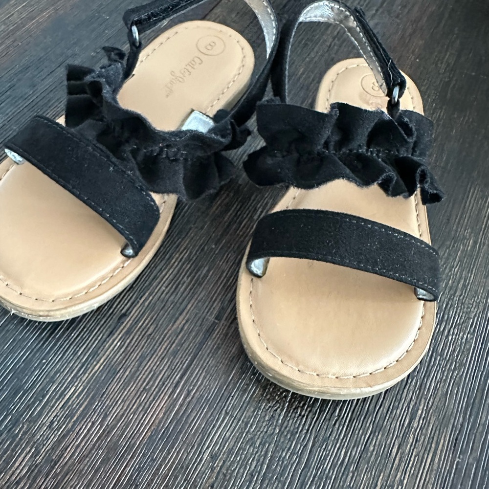 Cat & Jack Black Ruffle Kids Sandals